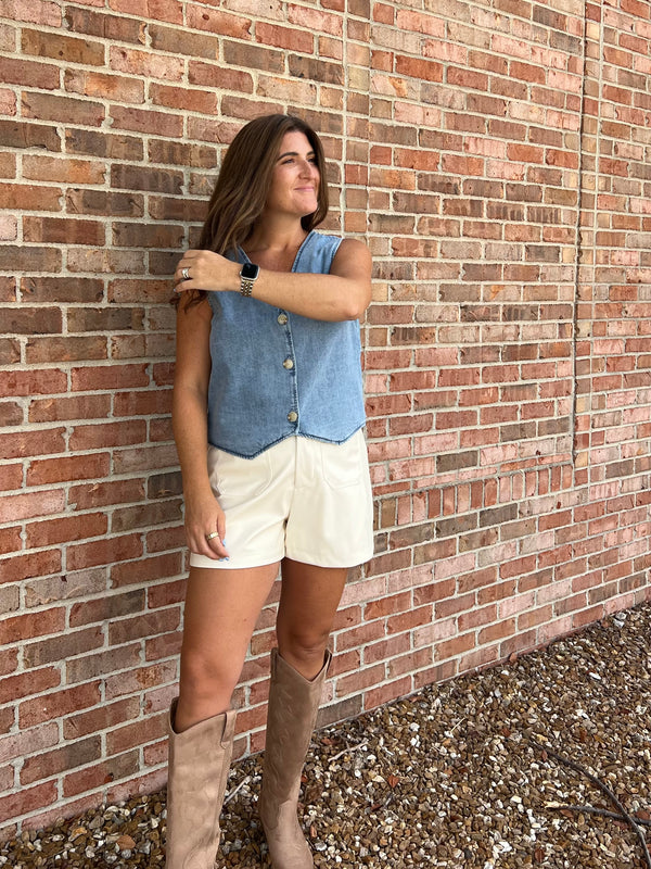 DENIM BUTTON UP VEST