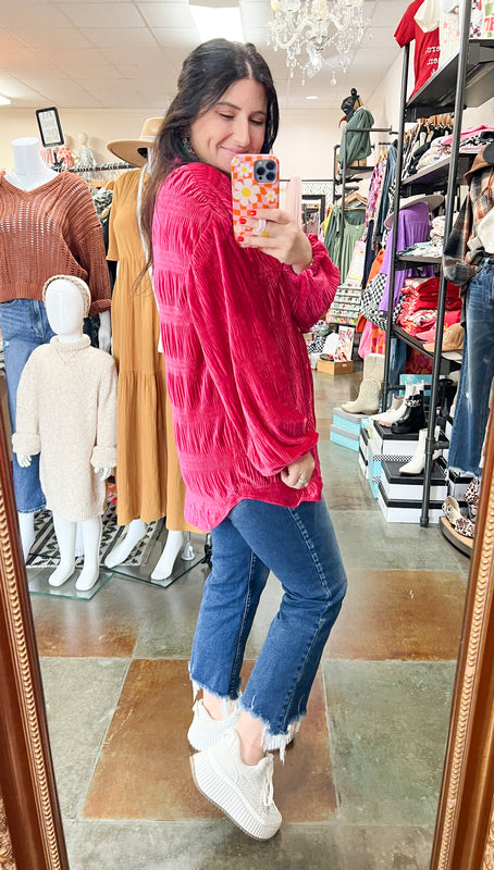 FUCHSIA VELVET SHIRT