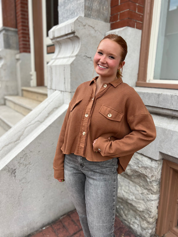 GET THE LOOK WAFFLE KNIT SHACKET- 2 COLORS