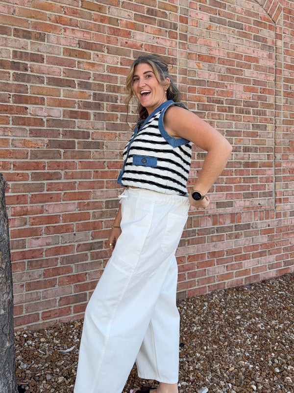 WHITE BARREL JEANS