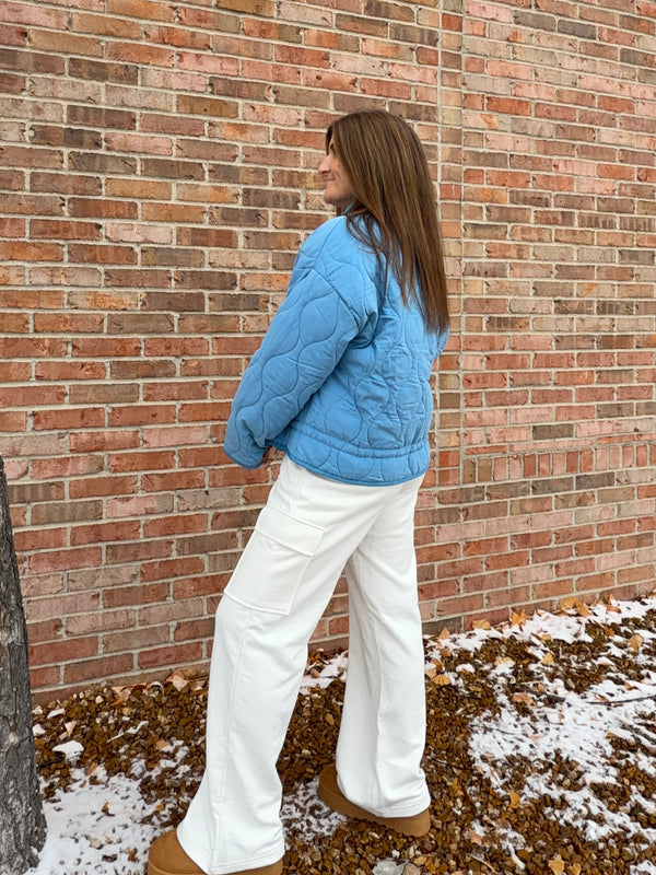 OCEAN BLUE QUILTED JACKET