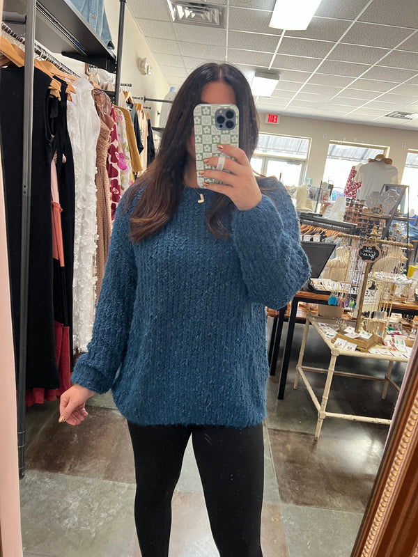 FUZZY BLUE SWEATER