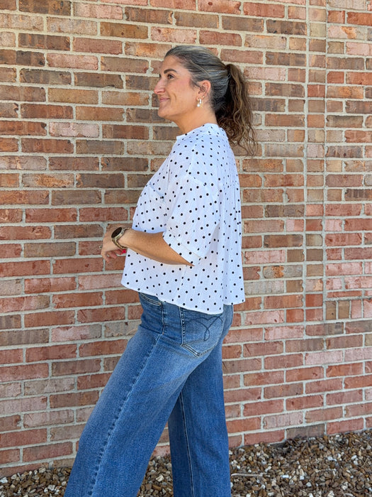 POLKA DOT COLLARED TOP- 3 COLORS