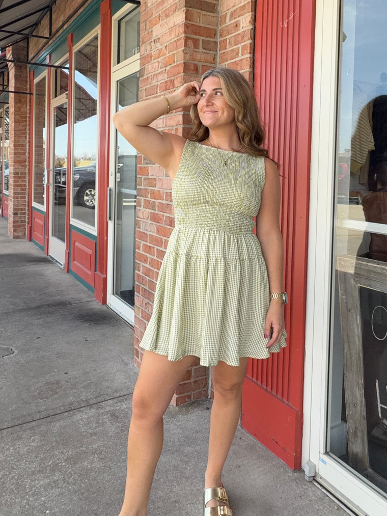 SMOCKED GINGHAM DRESS- 3 COLORS