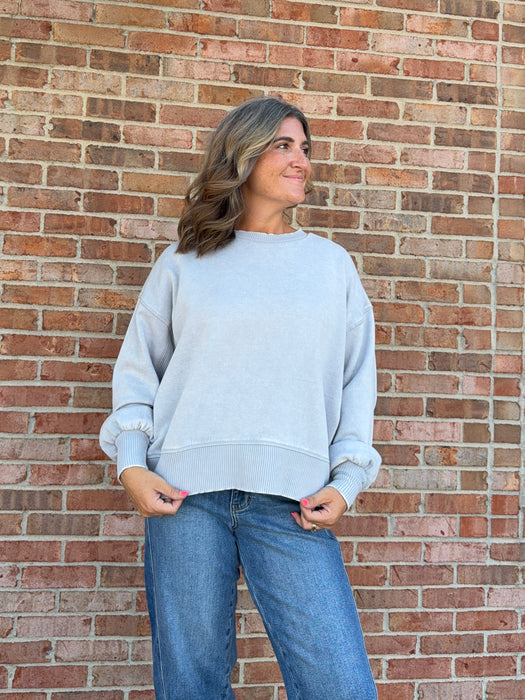 ACID WASH FLEECE PULLOVER- 6 COLORS