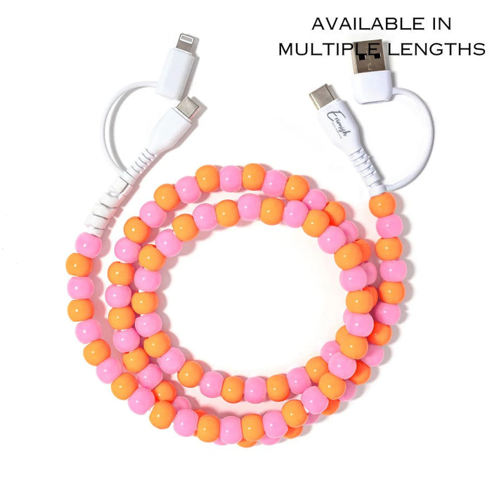 BEADED PHONE CHARGER- 12 COLORS