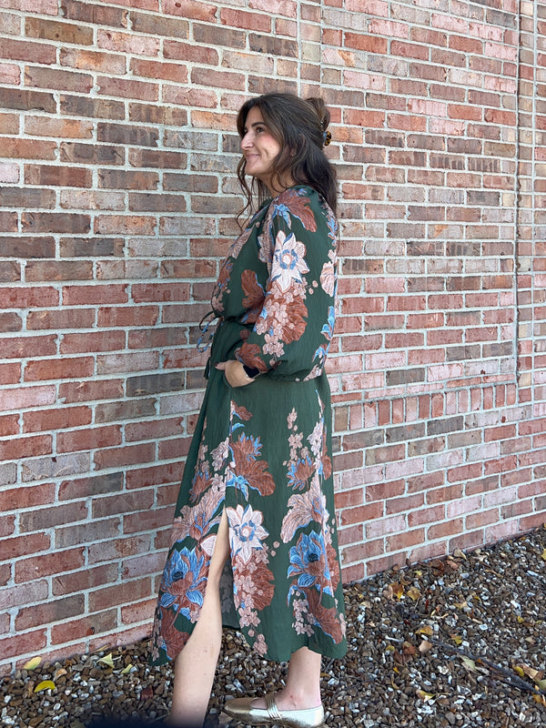 OLIVE FLORAL DRESS