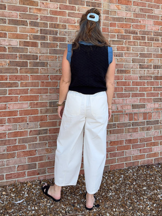 DENIM TRIM VEST- 2 COLORS