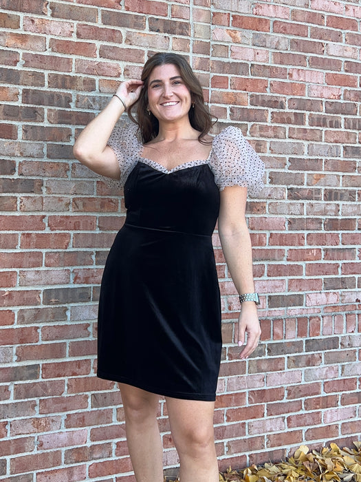 POLKA DOT VELVET DRESS