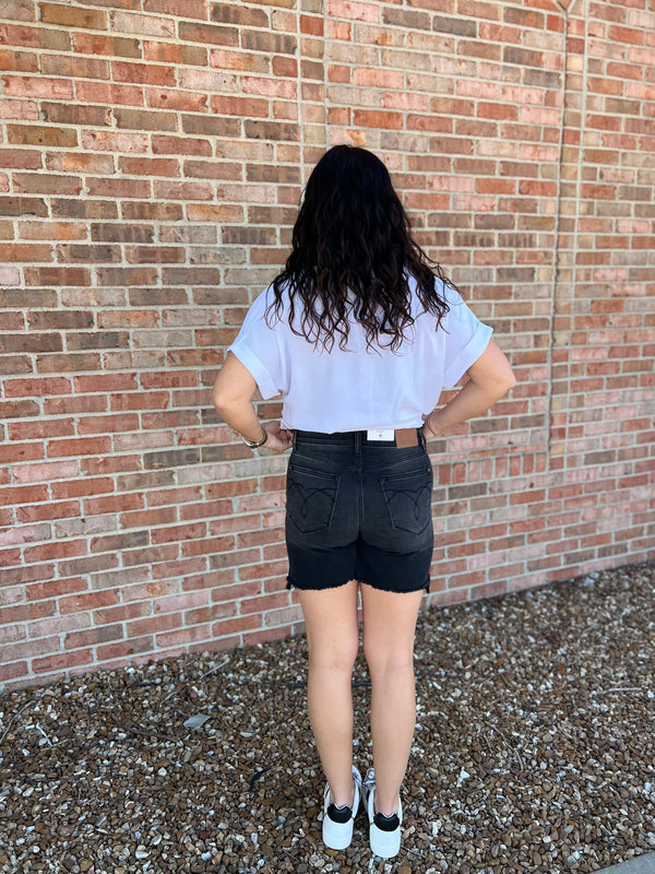 DOUBLE BUTTON DAD SHORTS- 2 COLORS