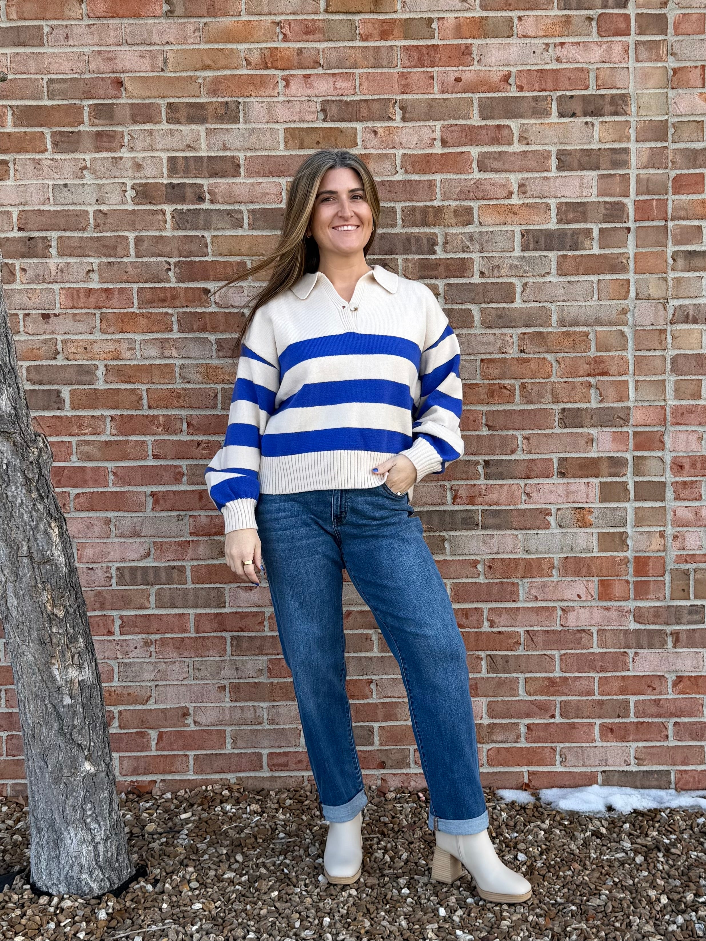 COBALT STRIPED SWEATER