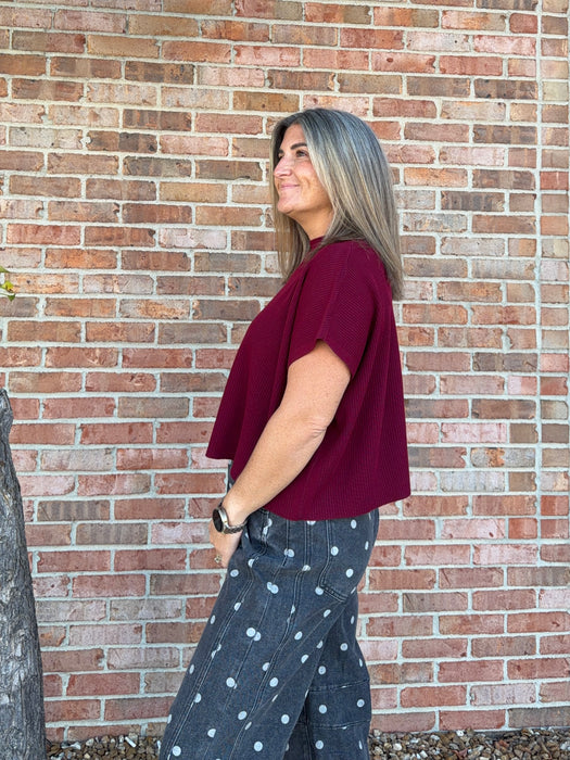 BOXY CROPPED MOCK NECK SWEATER- 3 COLORS
