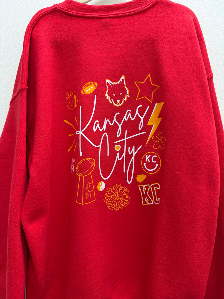 YOUTH SCRIPT KANSAS CITY COLLAGE SWEATSHIRT