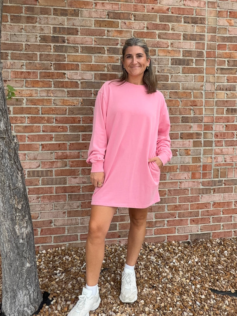 SWEATSHIRT DRESS- 3 COLORS