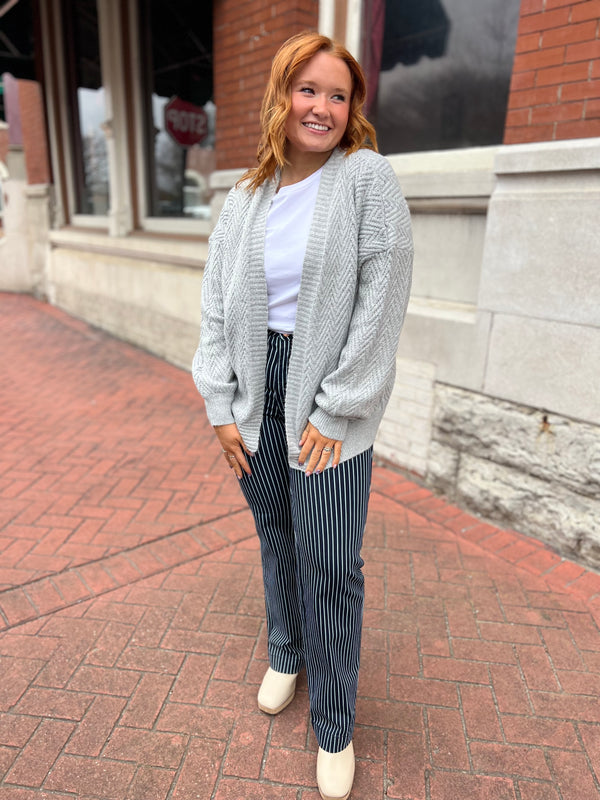 CHEVRON TEXTURED CARDIGAN- 2 COLORS