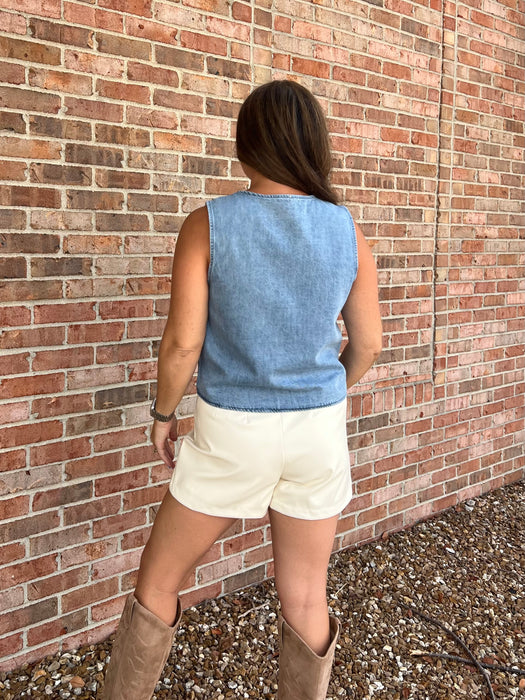 DENIM BUTTON UP VEST