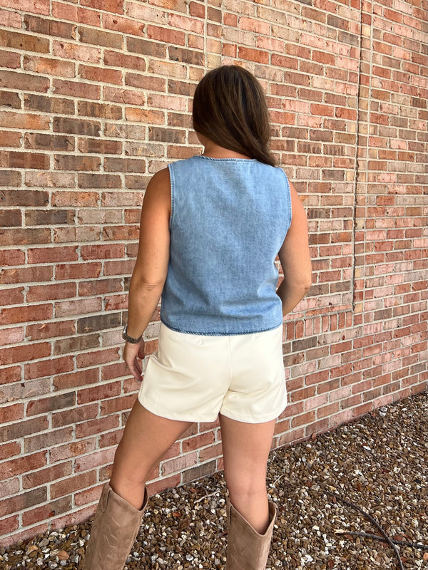 DENIM BUTTON UP VEST