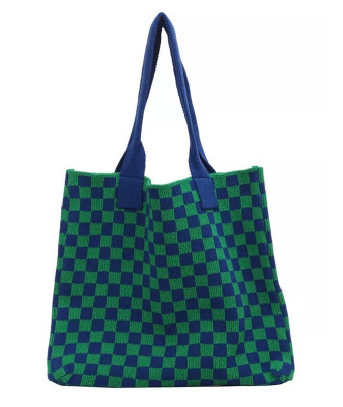 CHECKERED KNIT BAG- 3 COLORS