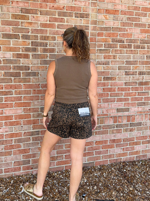 BROWN BUTTON FRONT TANK TOP