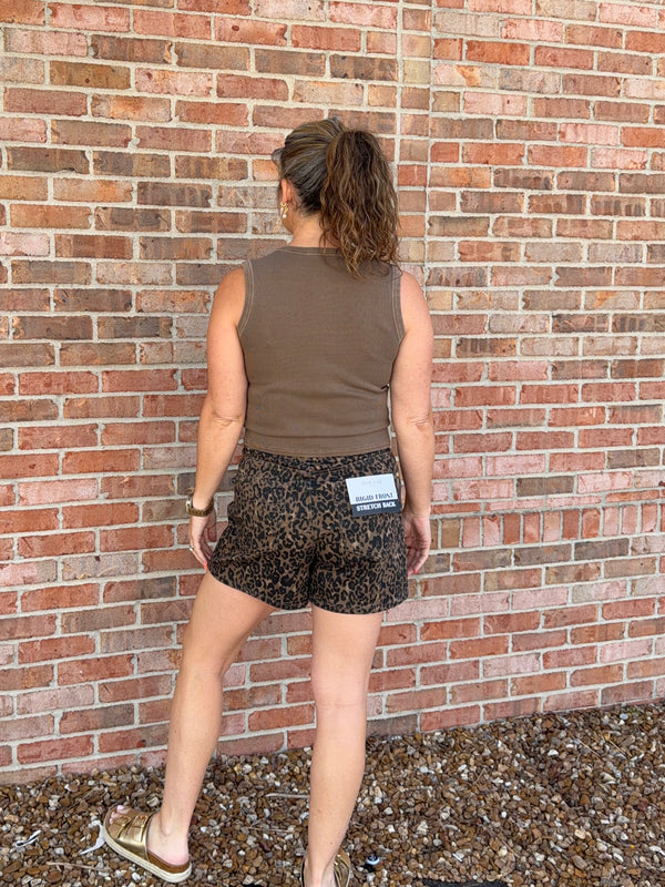 BROWN BUTTON FRONT TANK TOP