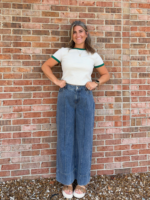 FRONT SEAM DENIM PANTS