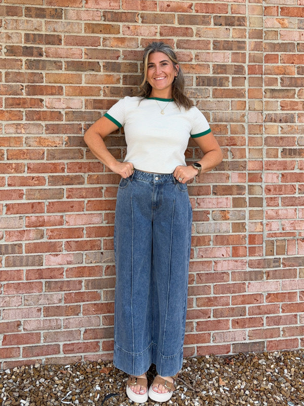 FRONT SEAM DENIM PANTS