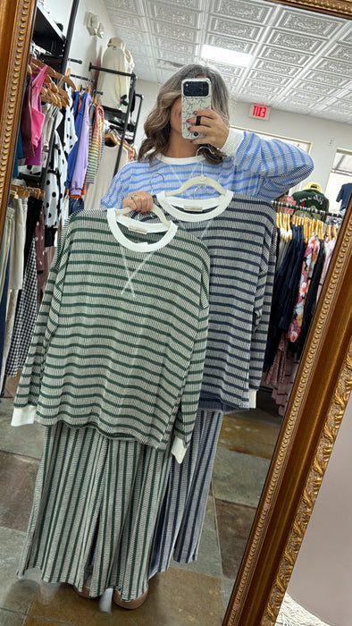RIBBED STRIPED MATCHING SET- 3 COLORS