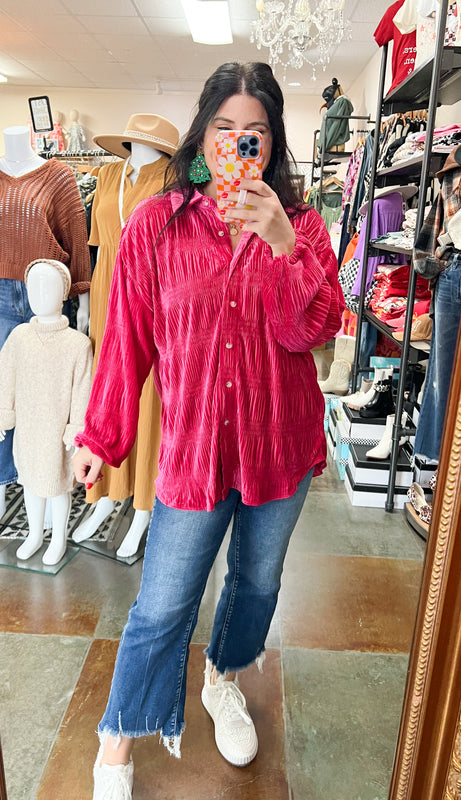FUCHSIA VELVET SHIRT