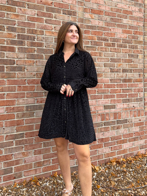 TEXTURED VELVET DRESS