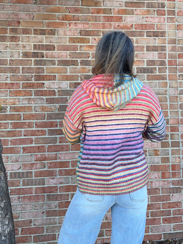 RAINBOW ZIP UP SWEATER