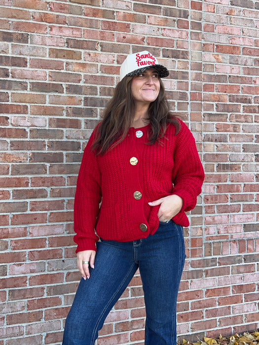 GOLD BUTTON CARDIGAN- 3 COLORS