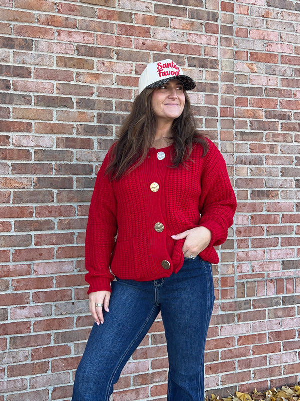 GOLD BUTTON CARDIGAN- 3 COLORS