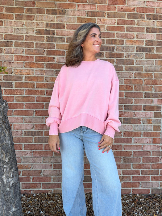 ACID WASH FLEECE PULLOVER- 6 COLORS