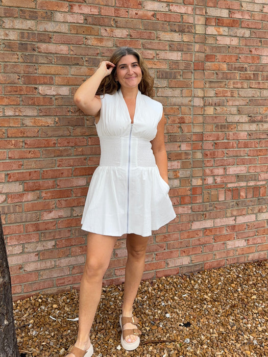 SHOULDER PAD DRESS- 2 COLORS