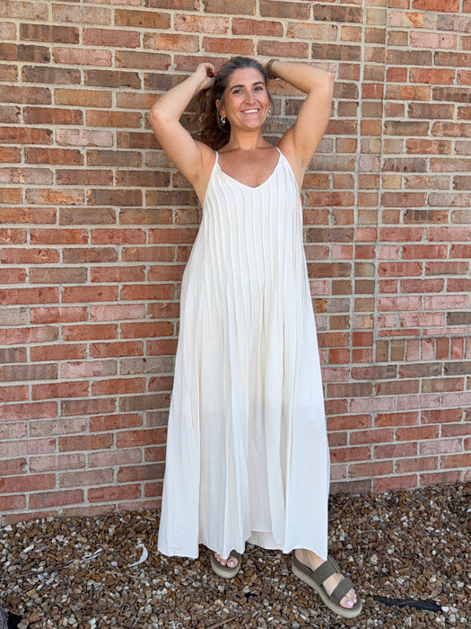 PLEATED PINTUCK MAXI DRESS- 2 COLORS