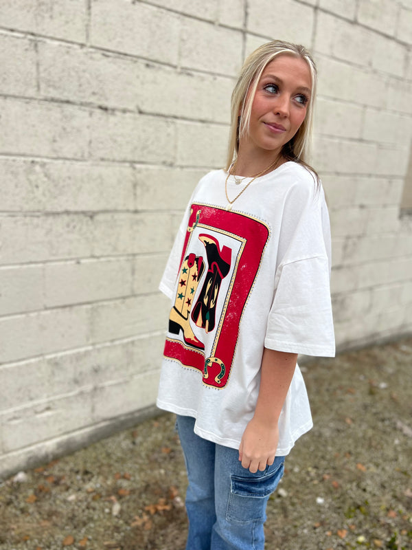 COWGIRL BOOTS PLAYING CARD TEE