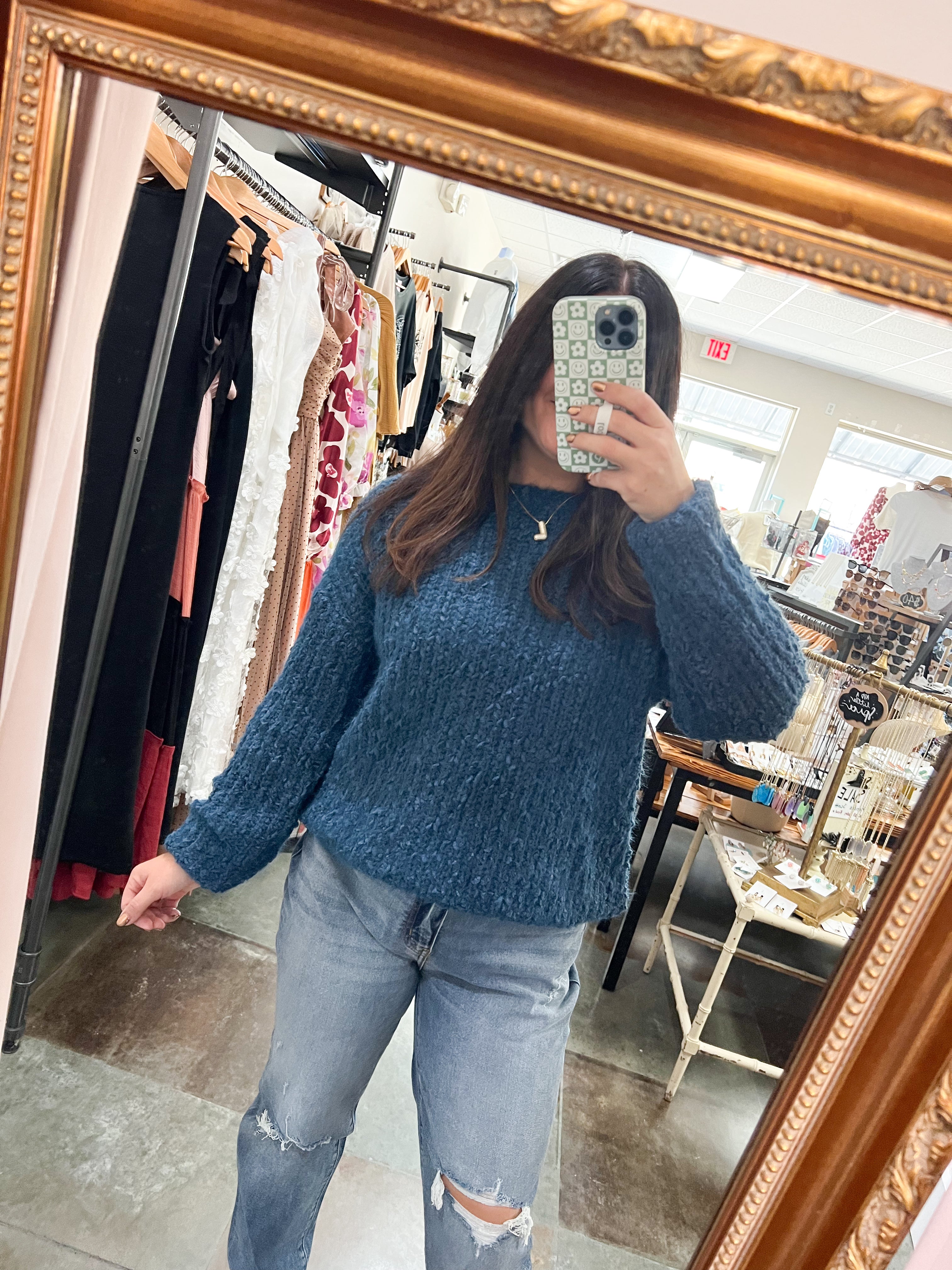 FUZZY BLUE SWEATER