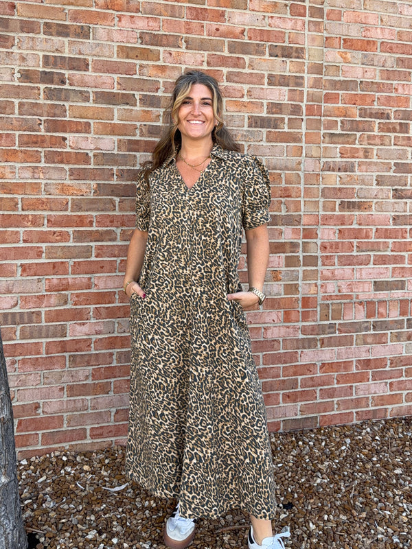 LEOPARD PRINT MIDI DRESS