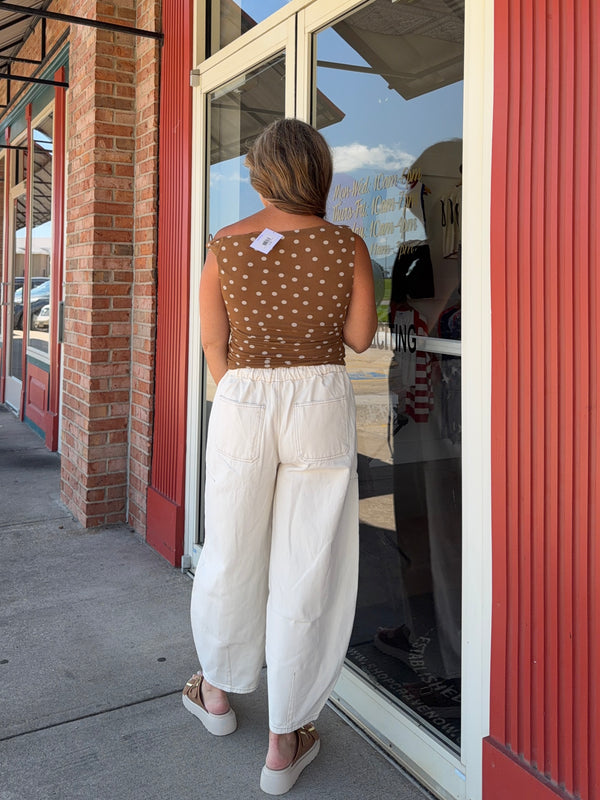 TWIST STRAP POLKA DOT TANK TOP- 2 COLORS