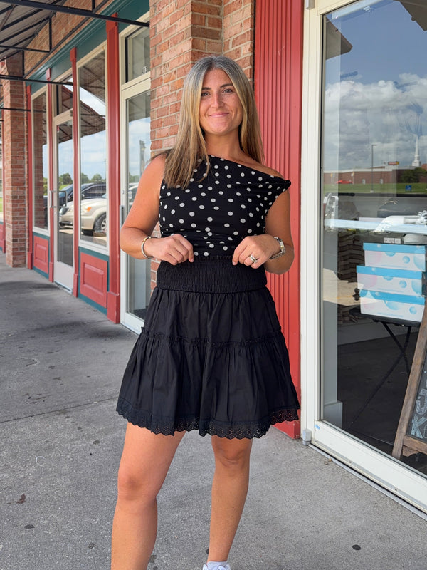 SMOCKED WAIST SKIRT- 2 COLORS