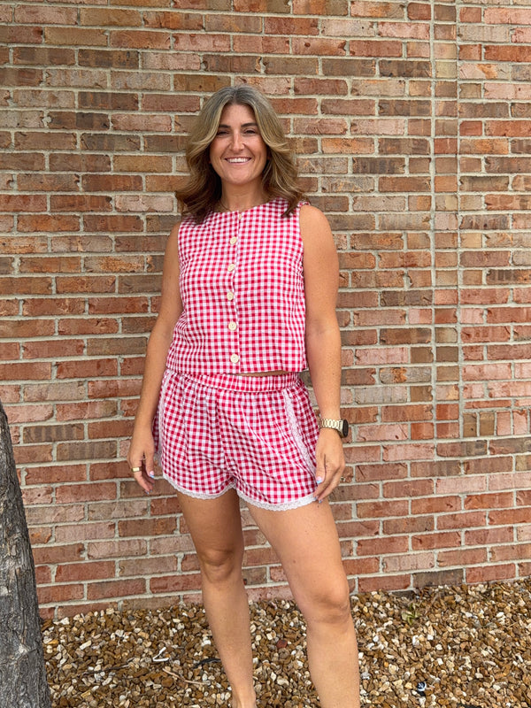RED GINGHAM SHORTS