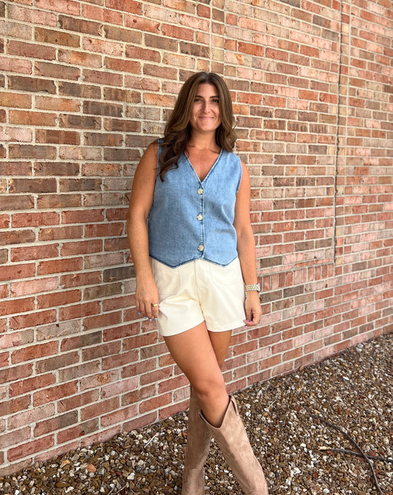 DENIM BUTTON UP VEST