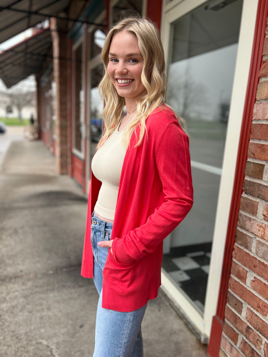 DARK CORAL OPEN CARDIGAN