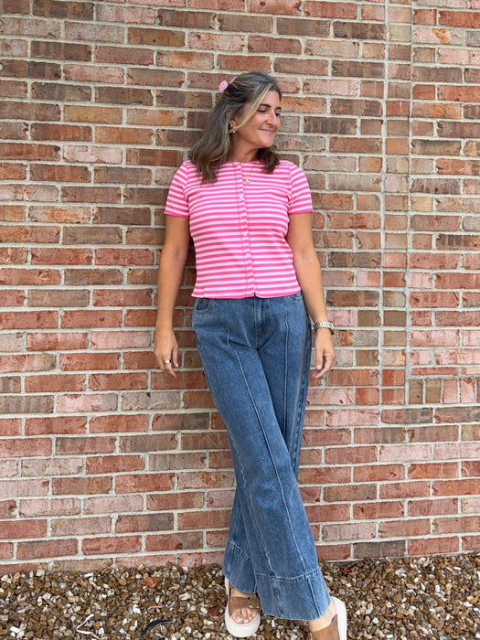 PINK STRIPED TEE