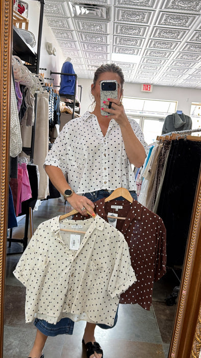 POLKA DOT COLLARED TOP- 3 COLORS