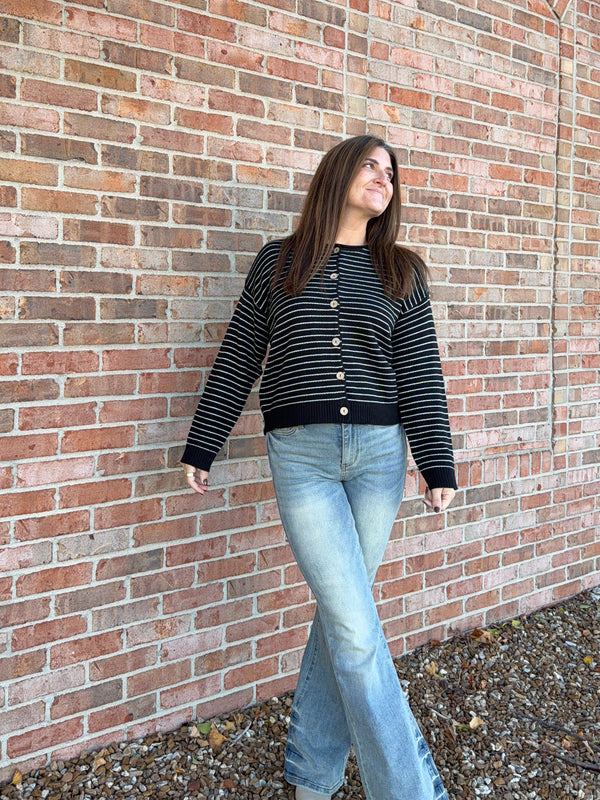 RAW EDGE STRIPED CARDIGAN- 2 COLORS