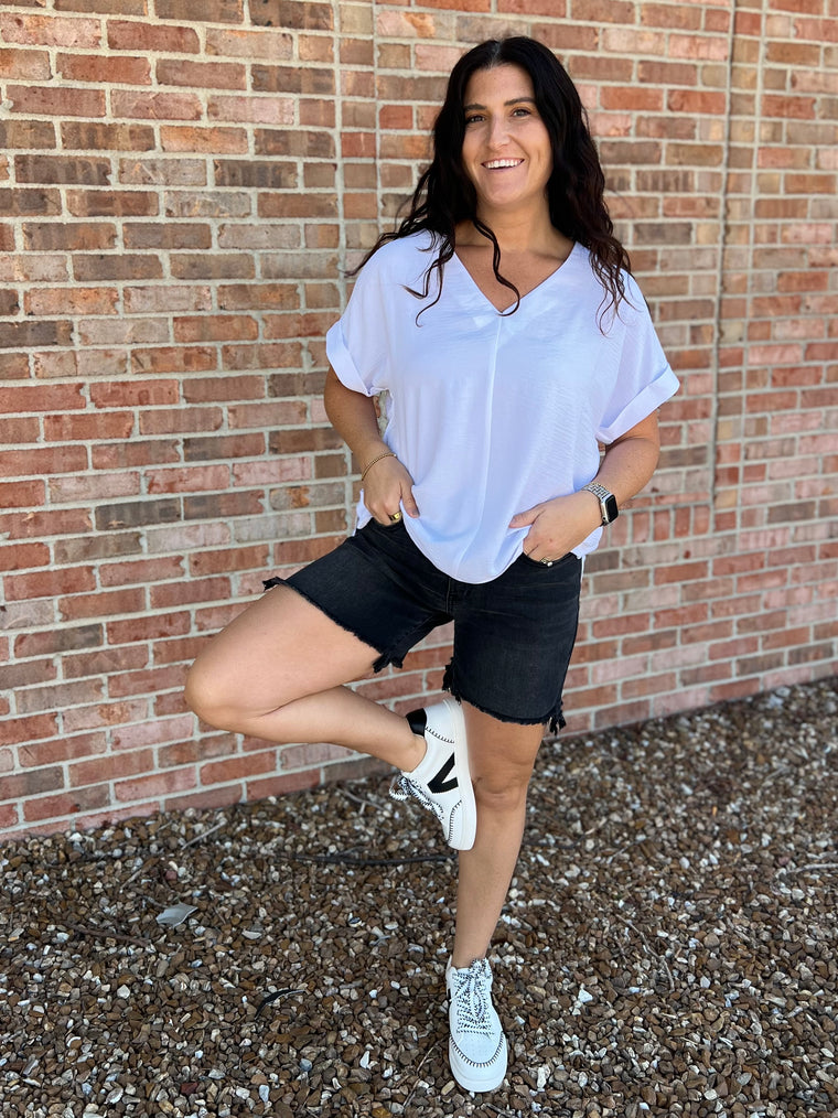 CLASSIC WHITE V NECK BLOUSE