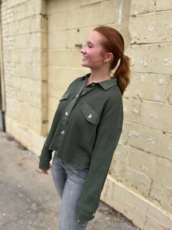 GET THE LOOK WAFFLE KNIT SHACKET- 2 COLORS