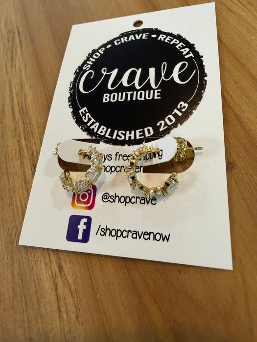 SMALL CRYSTAL HUGGIE HOOP