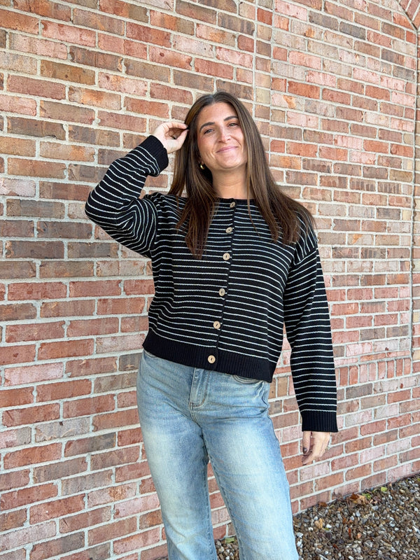 RAW EDGE STRIPED CARDIGAN- 2 COLORS